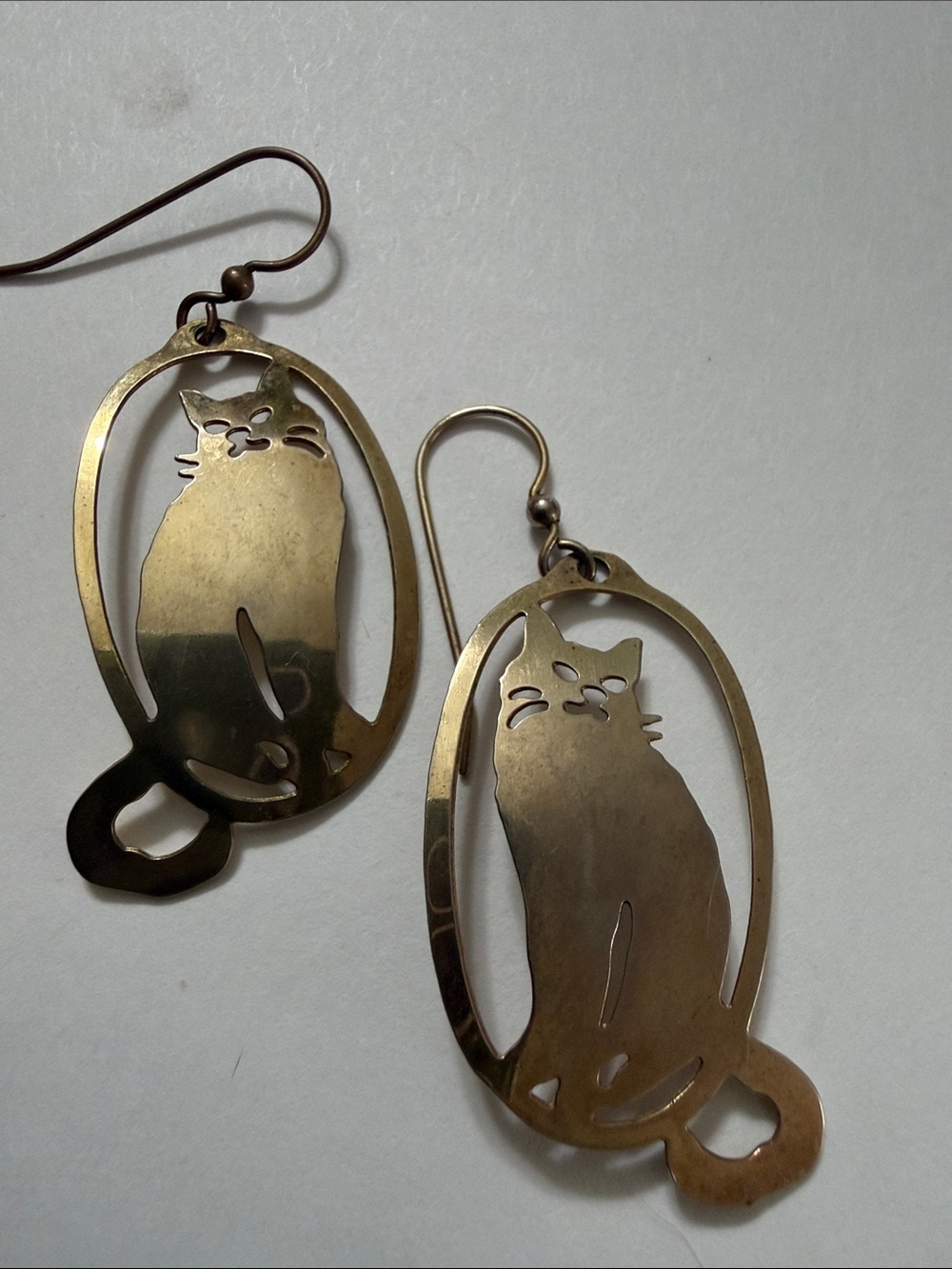 Silver Forest - Brass Cat Silhouette Drop Earrings
